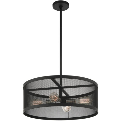 4 Light Black Chandelier with Black Stainless Mesh Shade-Lighting LumensChandeliers