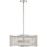 4 Light Brushed Nickel Chandelier with Brushed Nickel Stainless Mesh Shade-Lighting LumensChandeliers