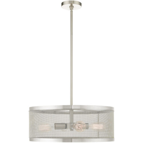 4 Light Brushed Nickel Chandelier with Brushed Nickel Stainless Mesh Shade-Lighting LumensChandeliers