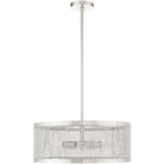 4 Light Brushed Nickel Chandelier with Brushed Nickel Stainless Mesh Shade-Lighting LumensChandeliers