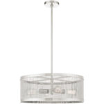 4 Light Brushed Nickel Chandelier with Brushed Nickel Stainless Mesh Shade-Lighting LumensChandeliers