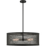 5 Light Black Chandelier with Black Stainless Mesh Shade-Lighting LumensChandeliers