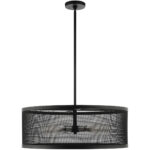 5 Light Black Chandelier with Black Stainless Mesh Shade-Lighting LumensChandeliers