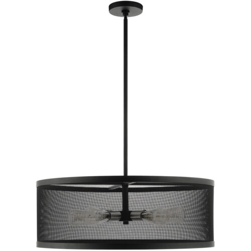 5 Light Black Chandelier with Black Stainless Mesh Shade-Lighting LumensChandeliers