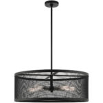 5 Light Black Chandelier with Black Stainless Mesh Shade-Lighting LumensChandeliers