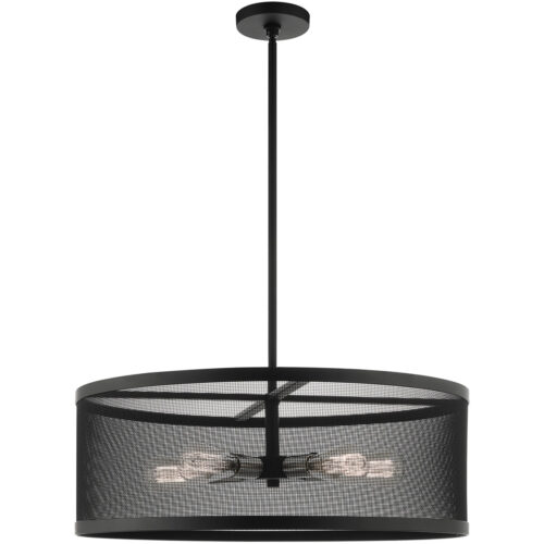 5 Light Black Chandelier with Black Stainless Mesh Shade-Lighting LumensChandeliers