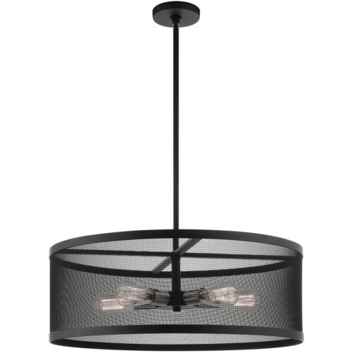 5 Light Black Chandelier with Black Stainless Mesh Shade-Lighting LumensChandeliers