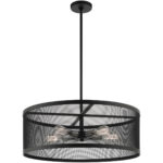 5 Light Black Chandelier with Black Stainless Mesh Shade-Lighting LumensChandeliers