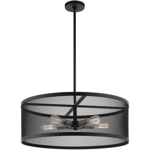 5 Light Black Chandelier with Black Stainless Mesh Shade-Lighting LumensChandeliers