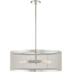 5 Light Brushed Nickel Chandelier with Brushed Nickel Stainless Mesh Shade-Lighting LumensChandeliers