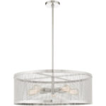 5 Light Brushed Nickel Chandelier with Brushed Nickel Stainless Mesh Shade-Lighting LumensChandeliers