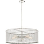 5 Light Brushed Nickel Chandelier with Brushed Nickel Stainless Mesh Shade-Lighting LumensChandeliers