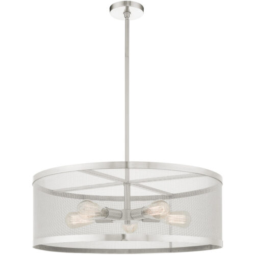 5 Light Brushed Nickel Chandelier with Brushed Nickel Stainless Mesh Shade-Lighting LumensChandeliers