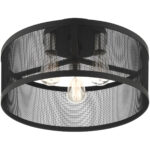 3 Light Black Semi Flush Mount with Black Stainless Mesh Shade-Lighting LumensSemi Flush