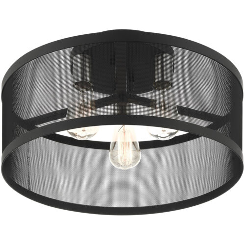 3 Light Black Semi Flush Mount with Black Stainless Mesh Shade-Lighting LumensSemi Flush