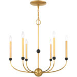 6 Light Natural Brass Chandelier with Solid Brass base Shade-Lighting LumensChandeliers