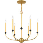 6 Light Natural Brass Chandelier with Solid Brass base Shade-Lighting LumensChandeliers