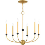 6 Light Natural Brass Chandelier with Solid Brass base Shade-Lighting LumensChandeliers