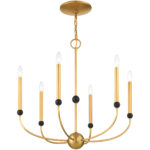 6 Light Natural Brass Chandelier with Solid Brass base Shade-Lighting LumensChandeliers