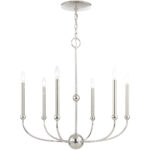 6 Light Polished Nickel Chandelier with Solid Brass base Shade-Lighting LumensChandeliers