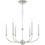 6 Light Polished Nickel Chandelier with Solid Brass base Shade-Lighting LumensChandeliers