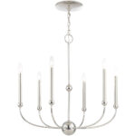 6 Light Polished Nickel Chandelier with Solid Brass base Shade-Lighting LumensChandeliers