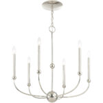 6 Light Polished Nickel Chandelier with Solid Brass base Shade-Lighting LumensChandeliers