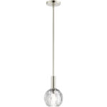 1 Light Polished Nickel Mini Pendant light Hanging Light Fixture with Clear Crystals Shade-Lighting LumensPendant Lights