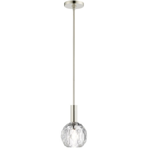 1 Light Polished Nickel Mini Pendant light Hanging Light Fixture with Clear Crystals Shade-Lighting LumensPendant Lights