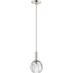 1 Light Polished Nickel Mini Pendant light Hanging Light Fixture with Clear Crystals Shade-Lighting LumensPendant Lights