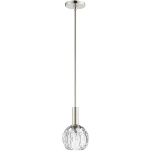 1 Light Polished Nickel Mini Pendant light Hanging Light Fixture with Clear Crystals Shade-Lighting LumensPendant Lights