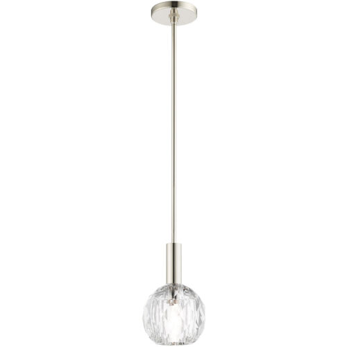 1 Light Polished Nickel Mini Pendant light Hanging Light Fixture with Clear Crystals Shade-Lighting LumensPendant Lights