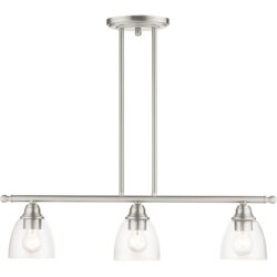 46337-91 3 Light Brushed Nickel Linear Chandelier-Lighting LumensChandeliers