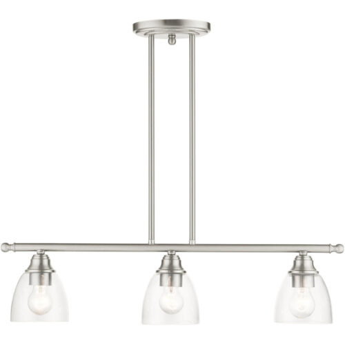 46337-91 3 Light Brushed Nickel Linear Chandelier-Lighting LumensChandeliers