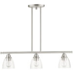 46337-91 3 Light Brushed Nickel Linear Chandelier-Lighting LumensChandeliers