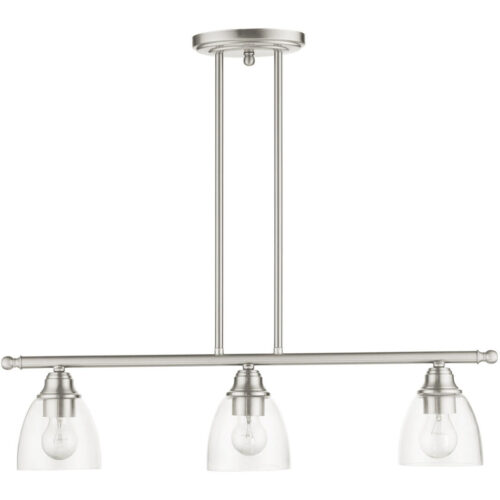 46337-91 3 Light Brushed Nickel Linear Chandelier-Lighting LumensChandeliers