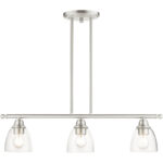 46337-91 3 Light Brushed Nickel Linear Chandelier-Lighting LumensChandeliers