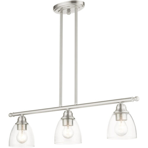 46337-91 3 Light Brushed Nickel Linear Chandelier-Lighting LumensChandeliers