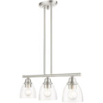 46337-91 3 Light Brushed Nickel Linear Chandelier-Lighting LumensChandeliers