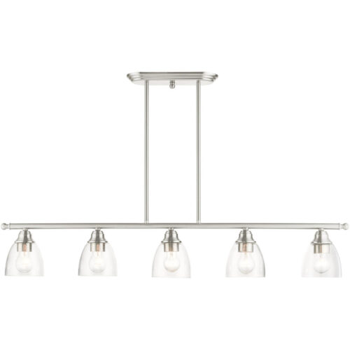 46338-91 5 Light Brushed Nickel Linear Chandelier-Lighting LumensChandeliers