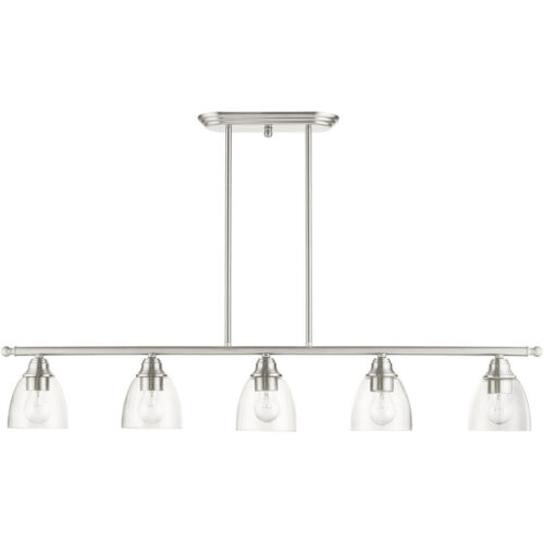 46338-91 5 Light Brushed Nickel Linear Chandelier-Lighting LumensChandeliers