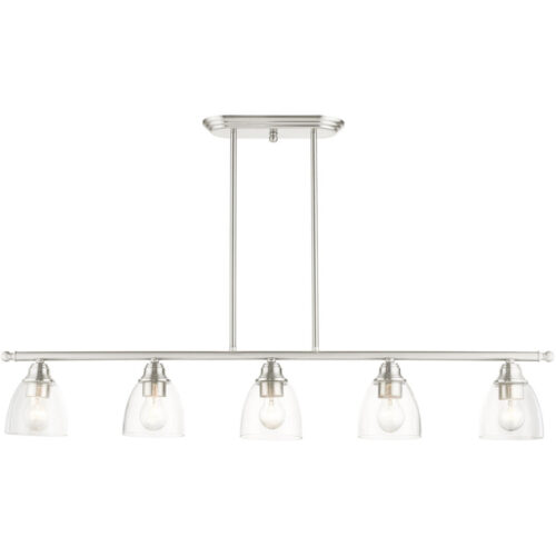 46338-91 5 Light Brushed Nickel Linear Chandelier-Lighting LumensChandeliers