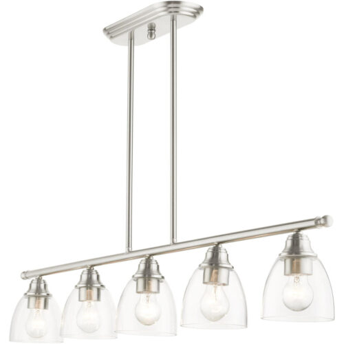 46338-91 5 Light Brushed Nickel Linear Chandelier-Lighting LumensChandeliers