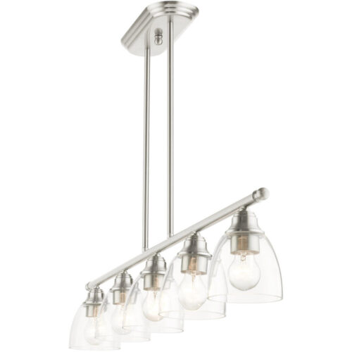 46338-91 5 Light Brushed Nickel Linear Chandelier-Lighting LumensChandeliers