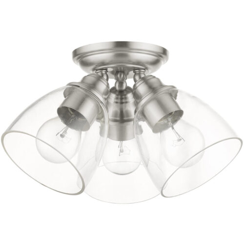 46339-91 3 Light Brushed Nickel  Flush Mount-Lighting LumensBath/Flush Mounts