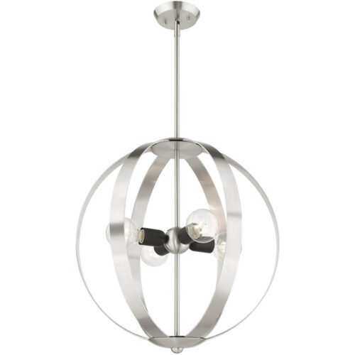 46415-91 4 Light Brushed Nickel Chandelier-Lighting LumensChandeliers