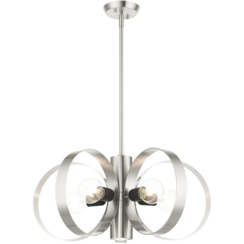 46425-91 6 Light Brushed Nickel Chandelier-Lighting LumensChandeliers