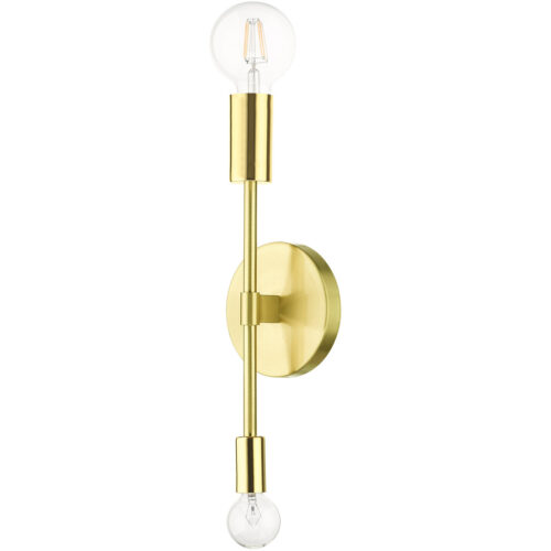 5 inch 2 Light Satin Brass Wall Sconce with Steel base material-Lighting LumensWall Sconces