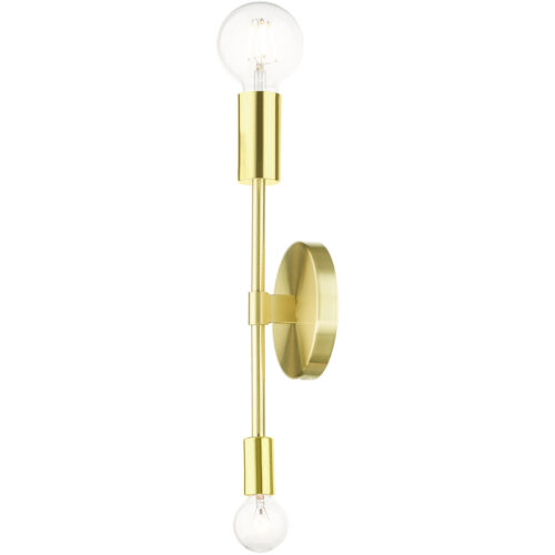 5 inch 2 Light Satin Brass Wall Sconce with Steel base material-Lighting LumensWall Sconces