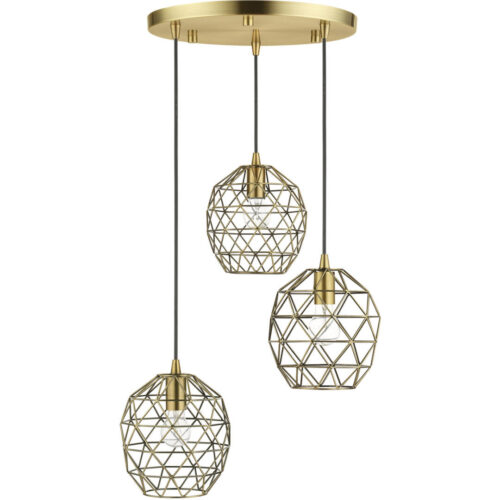 46593-01 3 Light Antique Brass Pendant-Lighting LumensPendant Lights